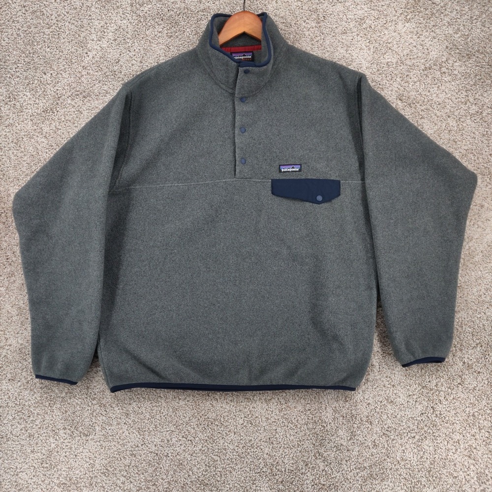 Patagonia Synchilla Snap-T Mens Large Gray Pullover Fleece Jacket Outdoors
